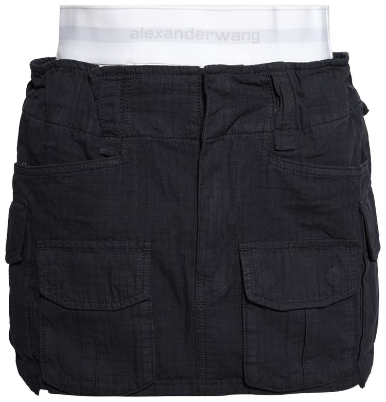 Alexander Wang Pre Styled Cargo Skirt W Logo Elastic Asphalt