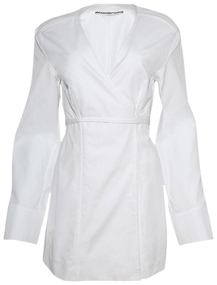 Alexander Wang Slit Tailored Shirtdress W Waist Tie White