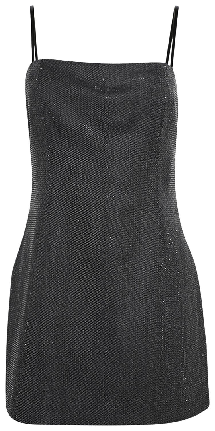 Alexander Wang Square Neck Mini Dress W Allover Clear Hotfix Charcoal