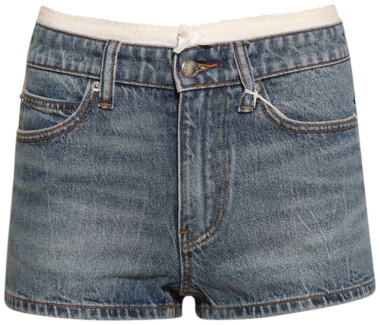 Alexander Wang High Rise Mini Short Pointelle Undie Vintage Light Indigo