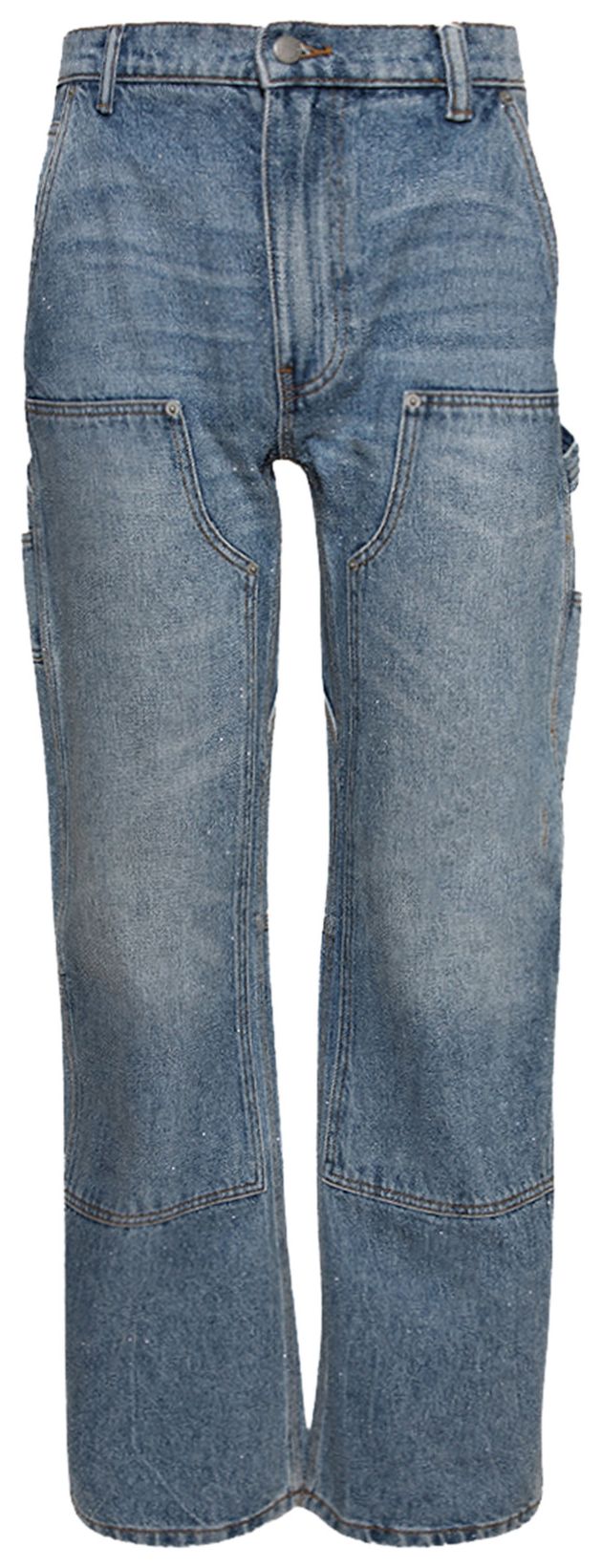 Alexander Wang High Waisted Bowed Carpenter Pant Crystal Pattern Classic Worn Indigo