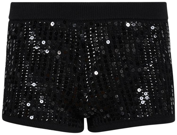 David Koma Sequin Embr Knit Shorts Black
