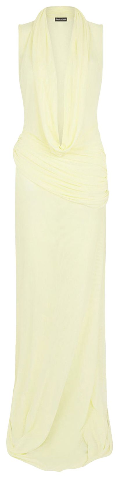 David Koma Plunge Neckline Sleeveless Gown Yellow