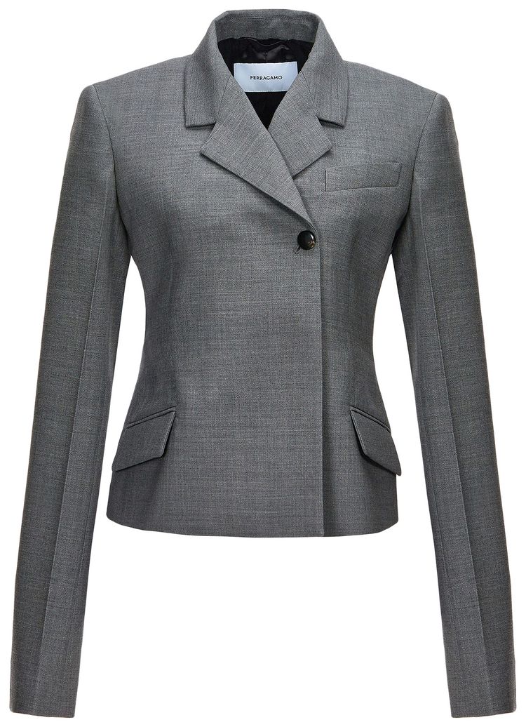 Ferragamo Wool Duoble Natte Jacket Grey