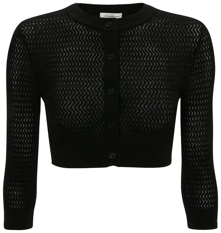 Victoria Beckham Cropped Sleeve Cardigan Black