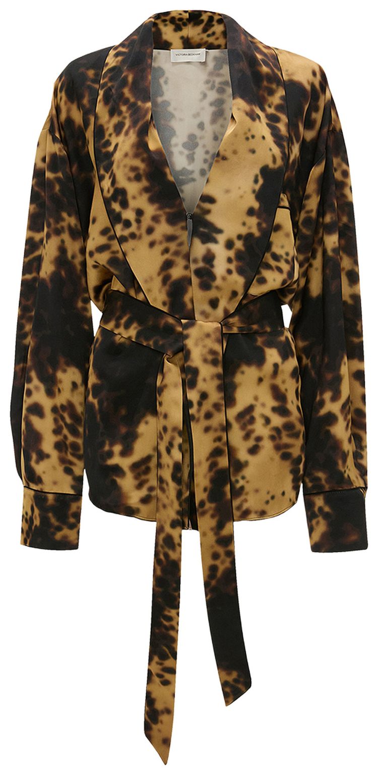 Victoria Beckham Pyjama Wrap Blouse Honey  Dark Teak