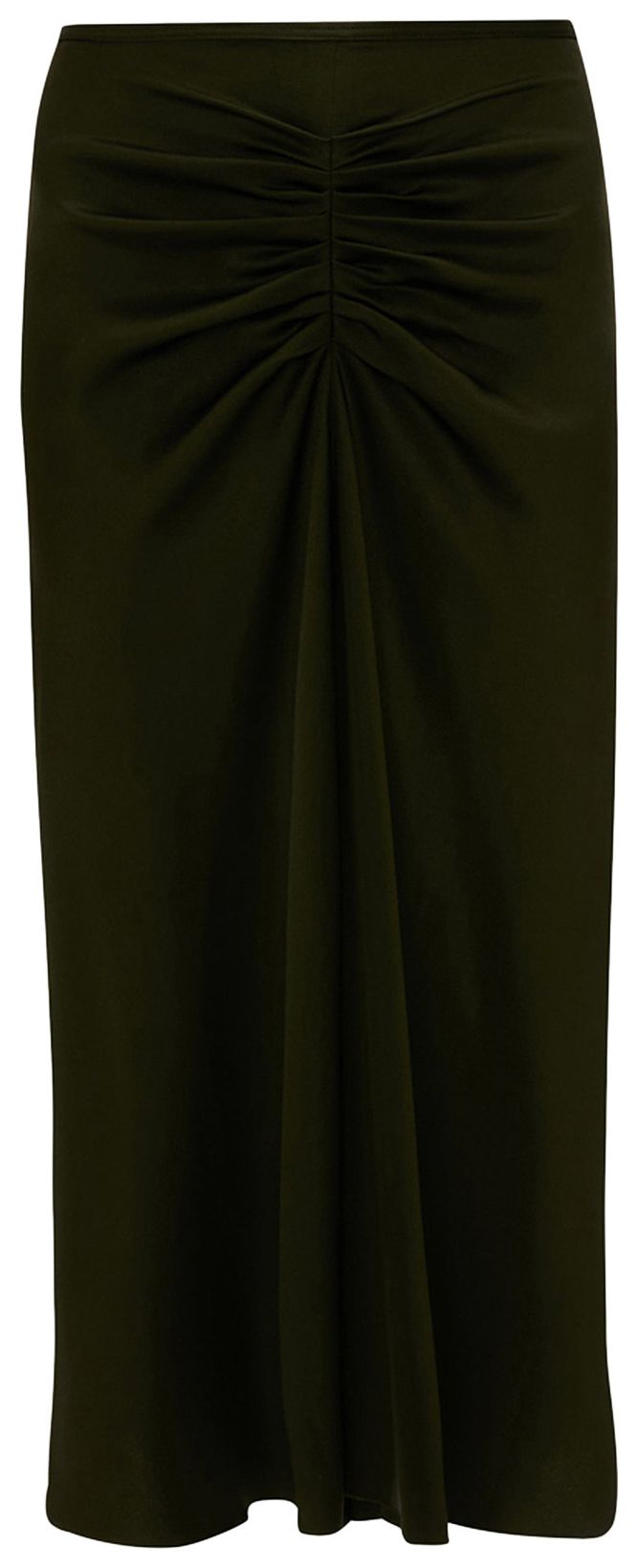 Victoria Beckham Gathered Waist Midi Skirt Dark Olive