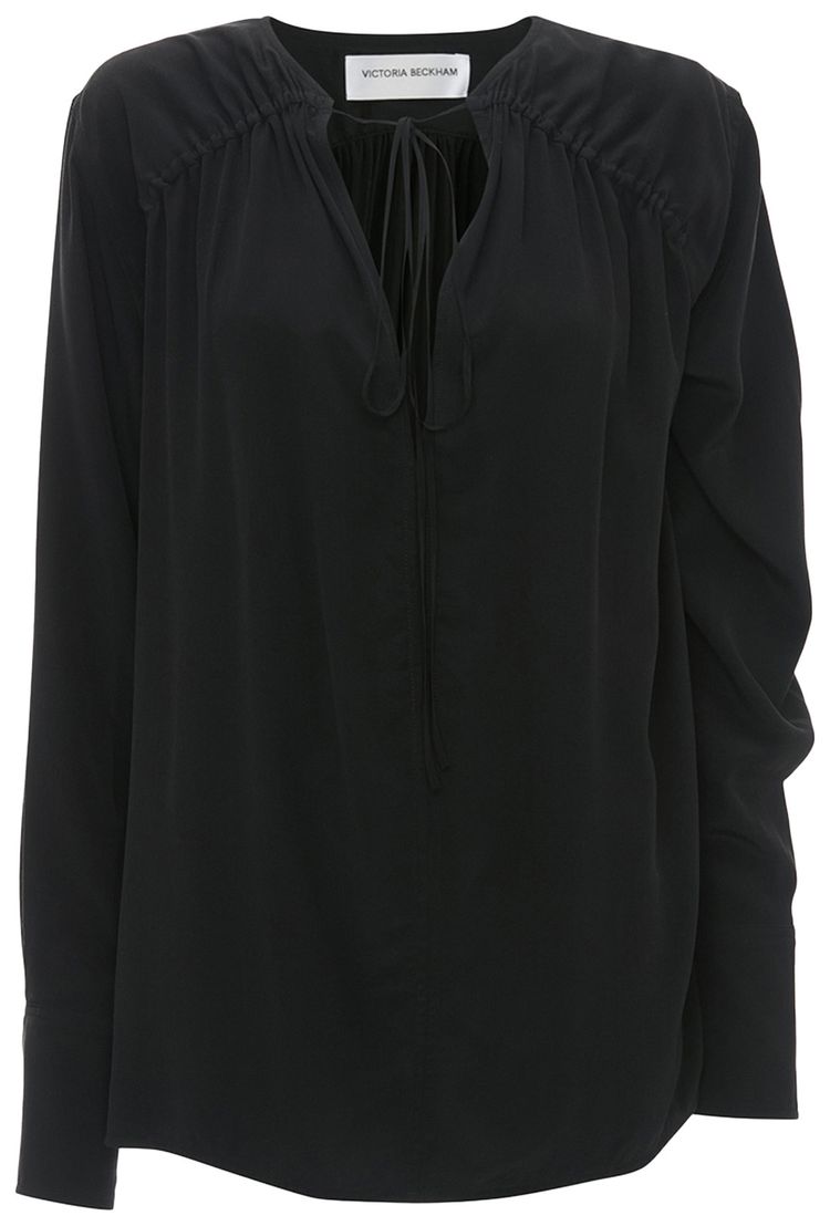 Victoria Beckham Gather Detail Tie Blouse Black