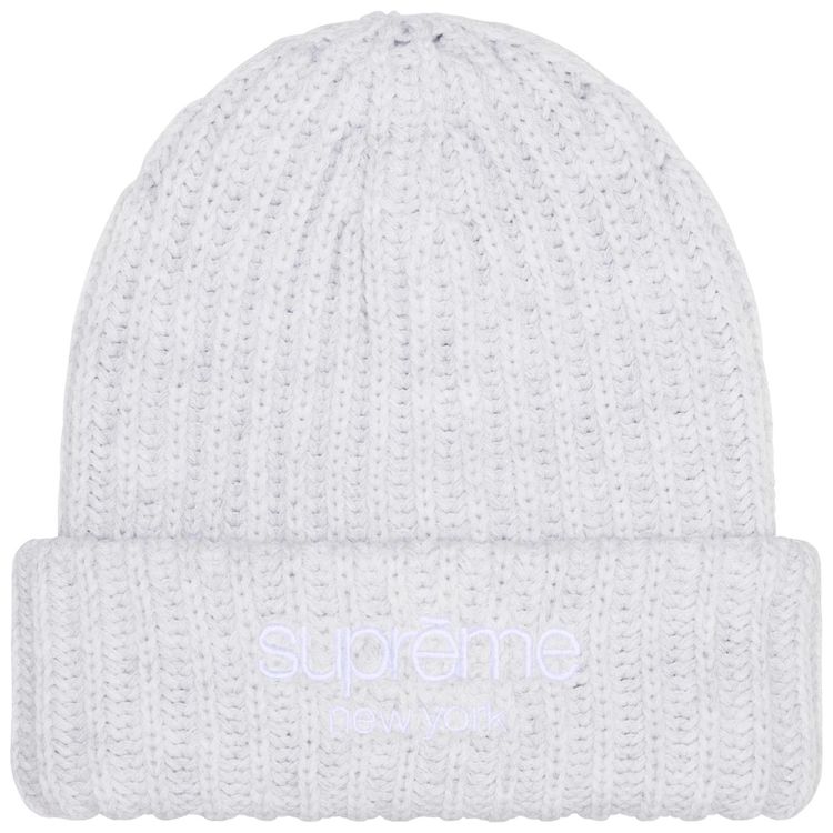 Supreme Chunky Rib Classic Logo Beanie Ash Grey