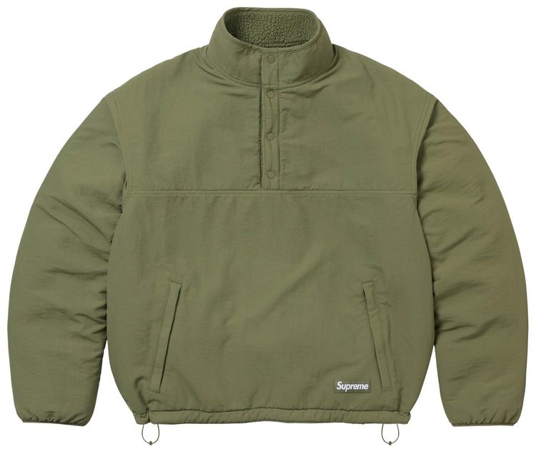 Supreme Polartec Shearling Reversible Pullover Olive