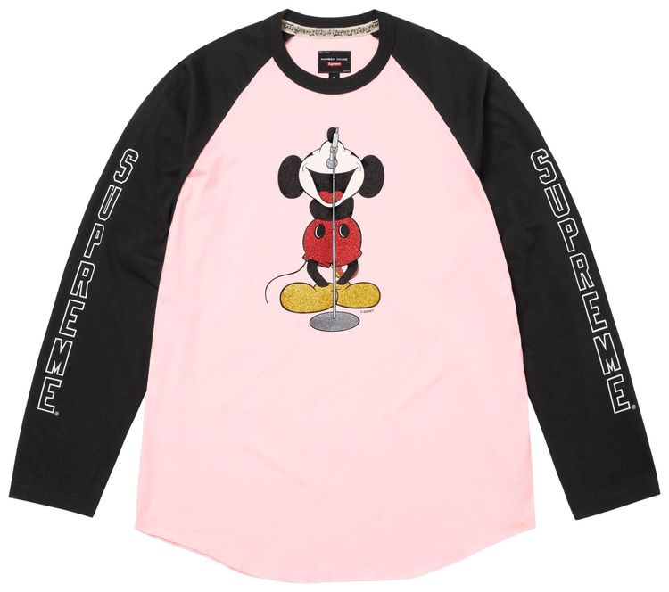 Supreme x Number NIne x Mickey Mouse Raglan Long Sleeve Top Pink