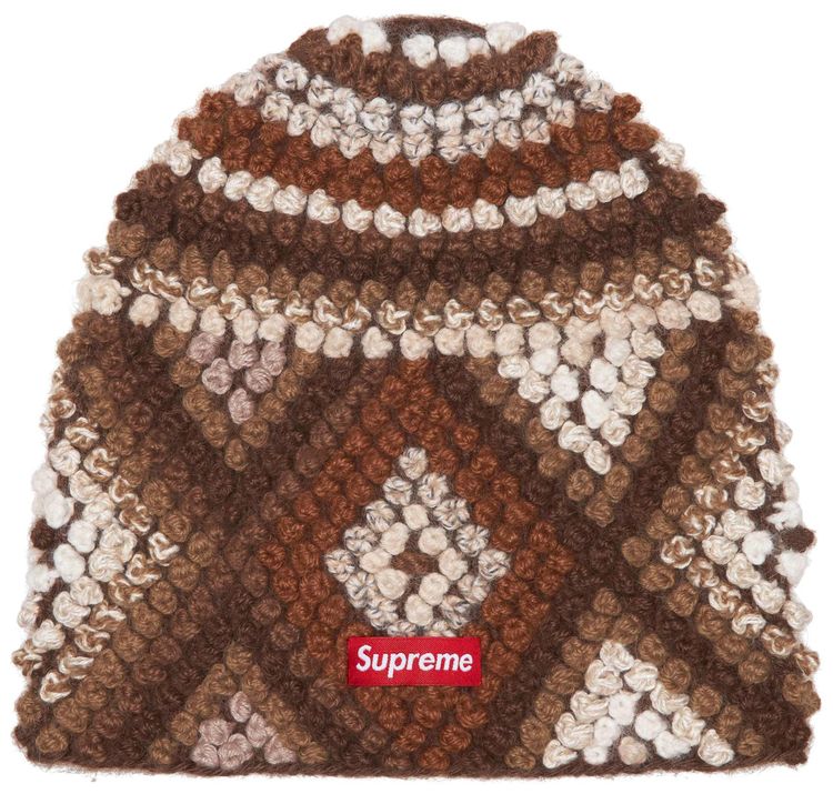 Supreme Textured Knit Beanie Brown