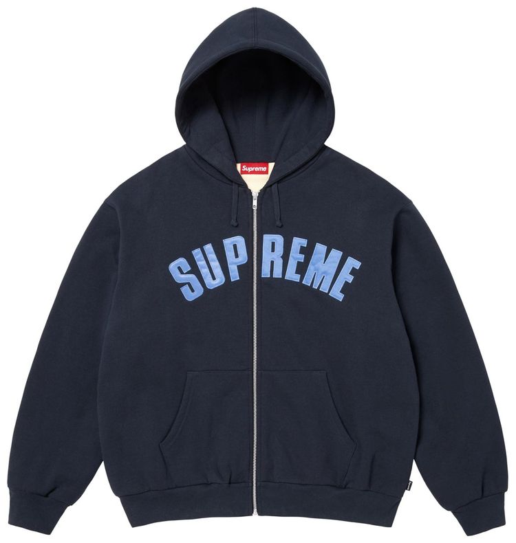 Supreme Arc Thermal Lined Zip Up Hooded Sweatshirt Navy