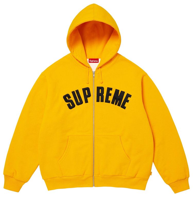 Supreme Arc Thermal Lined Zip Up Hooded Sweatshirt Bright Gold