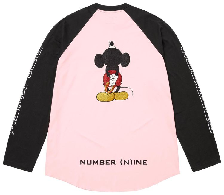Supreme x Number NIne x Mickey Mouse Raglan Long Sleeve Top Pink
