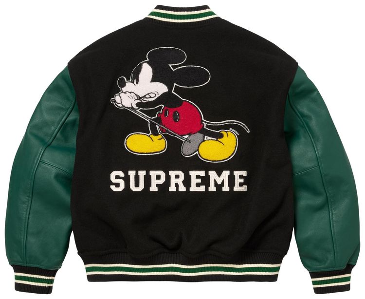 Supreme x Number NIne x Mickey Mouse Varsity Jacket Black