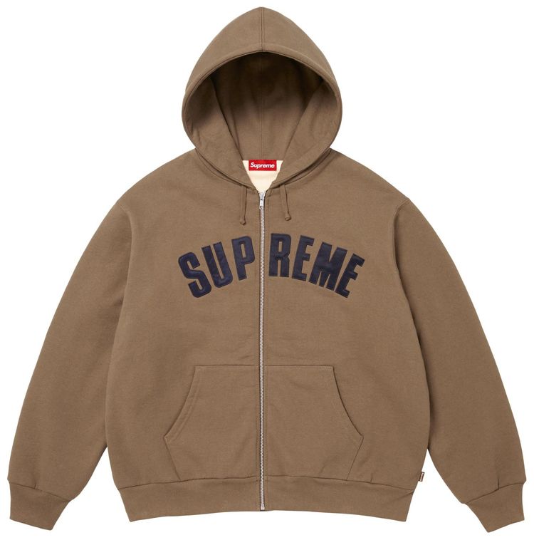 Supreme Arc Thermal Lined Zip Up Hooded Sweatshirt Dusty Brown
