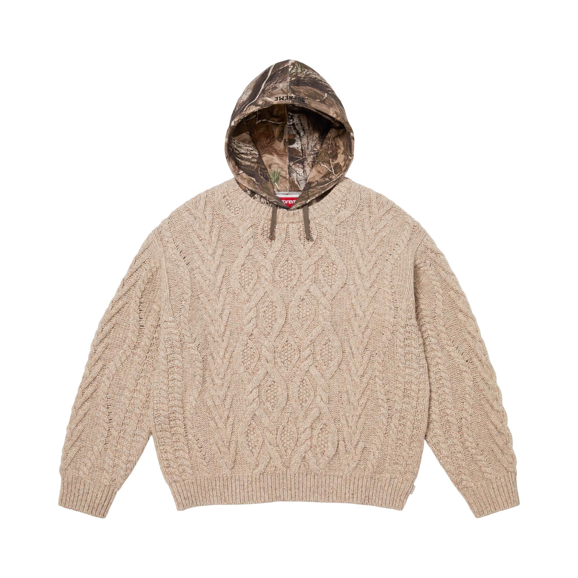 Buy Supreme Cable Hooded Sweater 'Oatmeal' - FW25SK7 OATMEAL | GOAT