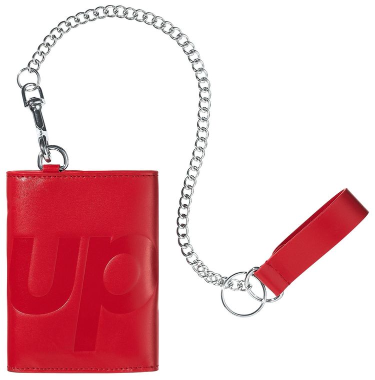 Supreme Leather Chain Wallet Red