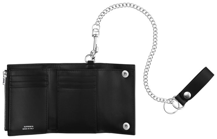 Supreme Leather Chain Wallet Black