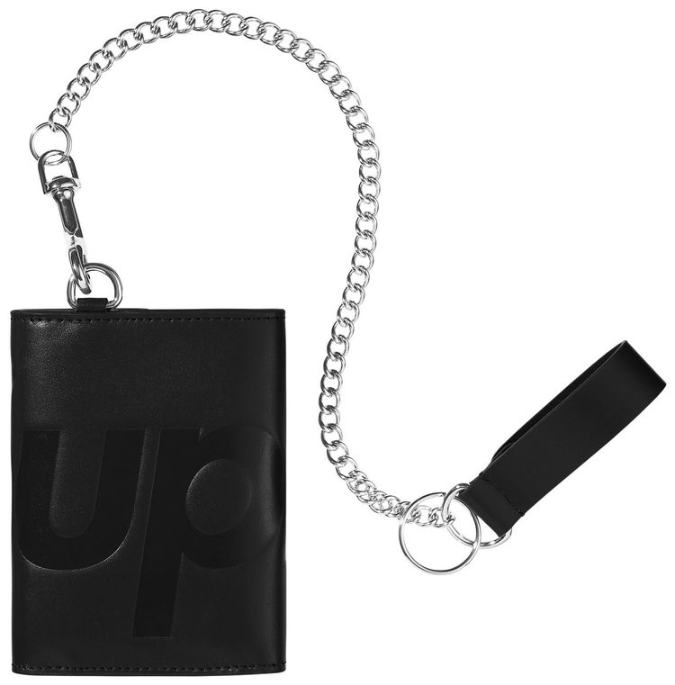 Supreme Leather Chain Wallet Black