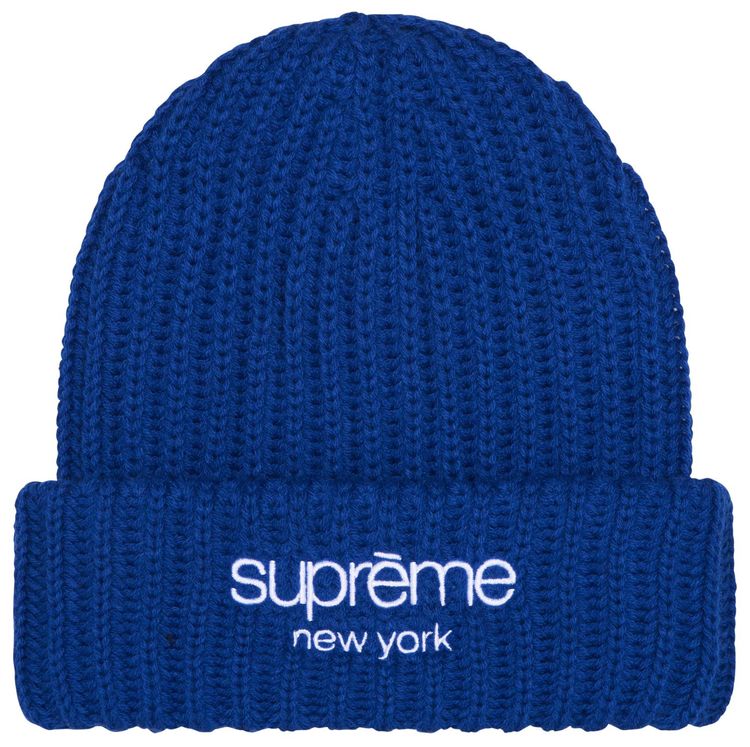 Supreme Chunky Rib Classic Logo Beanie Royal