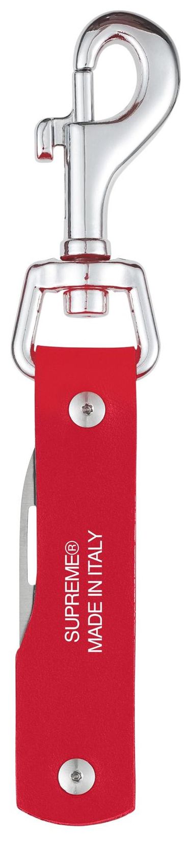 Supreme Leather Clip Knife Red