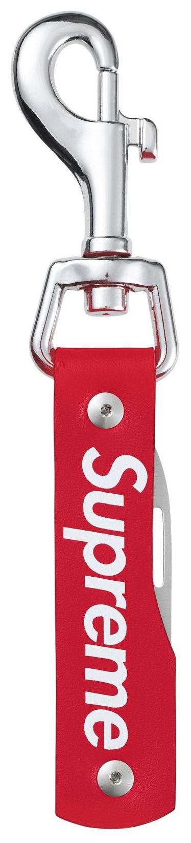 Supreme Leather Clip Knife Red