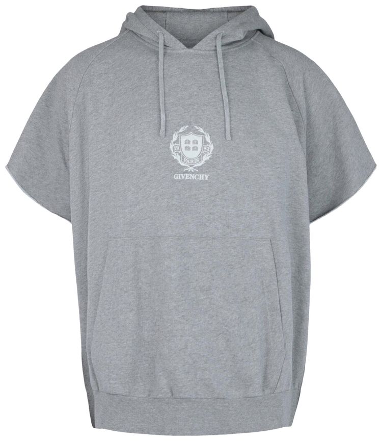 Givenchy Crest Oversized Short Sleeve Raglan Hoodie Grey