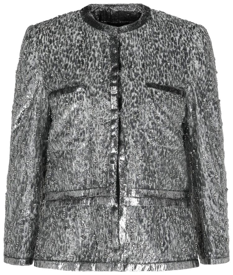 Givenchy Animal Print Single Breasted Jacket Silver