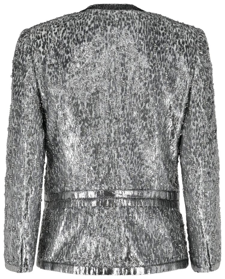 Givenchy Animal Print Single Breasted Jacket Silver
