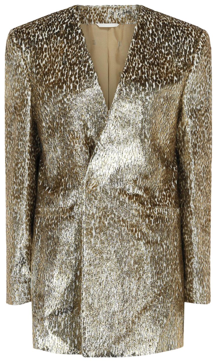 Givenchy Animal Print Single Breasted Blazer Golden