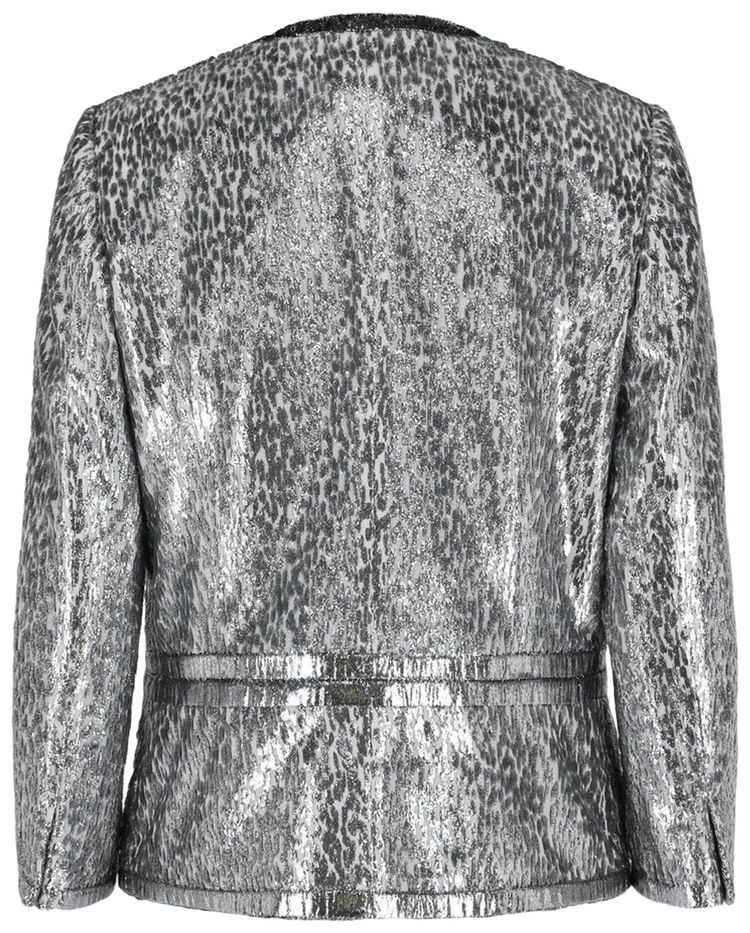 Givenchy Animal Print Single Breasted Jacket Silver