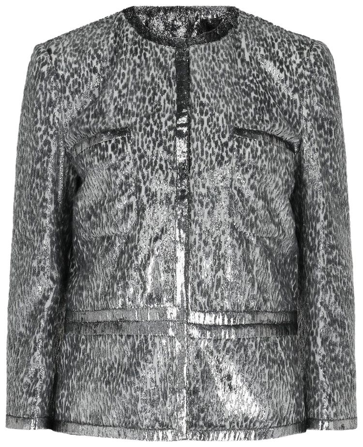 Givenchy Animal Print Single Breasted Jacket Silver