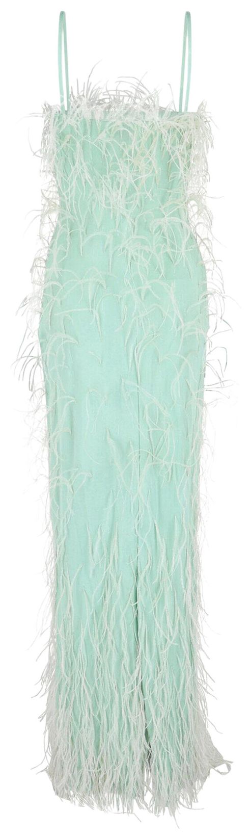 Givenchy Embroidered Feather Column Gown Green Mint