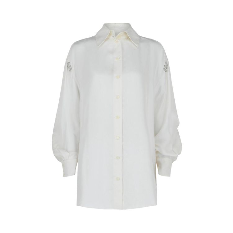 Givenchy Crystal Embellished Silk Blouse White