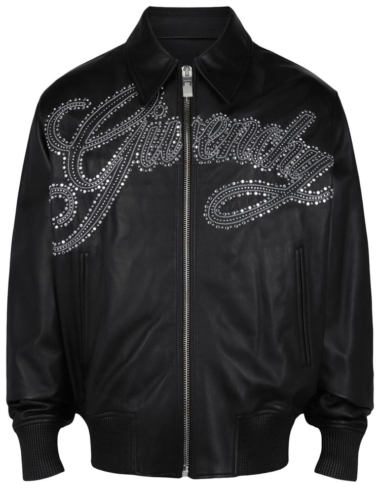 Givenchy Studded Logo Leather Jacket Black