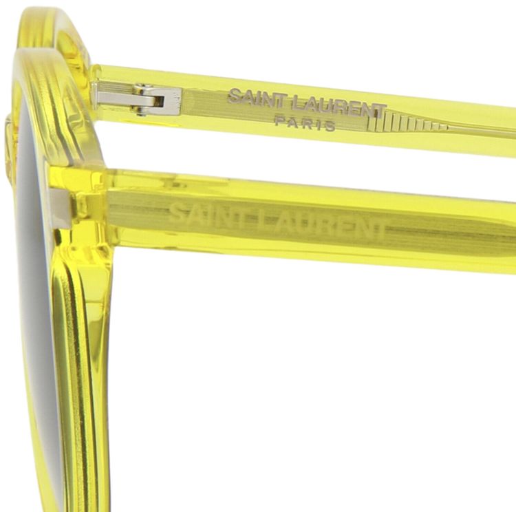 Saint Laurent Round Frame Acetate Sunglasses YellowBlack