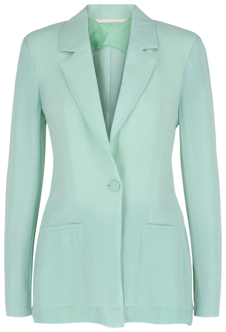 Givenchy Single Breasted Sheer Silk Blazer Green Mint