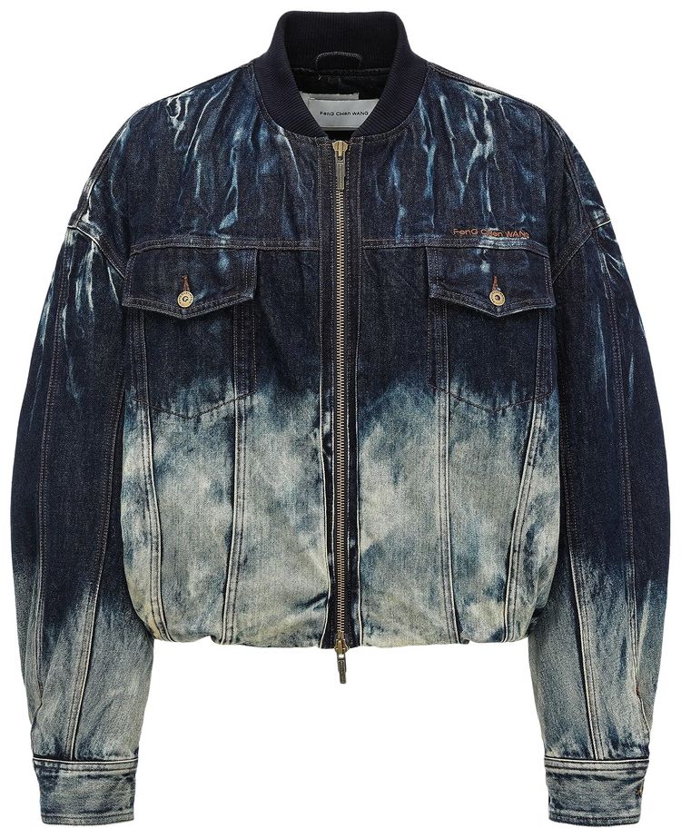 Feng Chen Wang Deconstructed Gradient Denim Jacket Blue Grey
