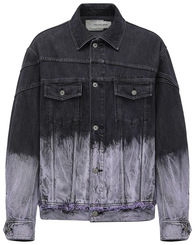 Feng Chen Wang Deconstructed Tie Dye Denim Jacket Black Purple