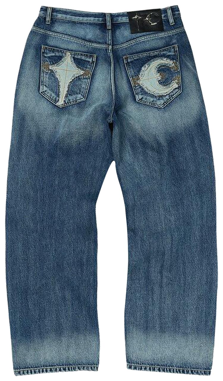 Thug Club TC Bone Leather Denim Pants Blue