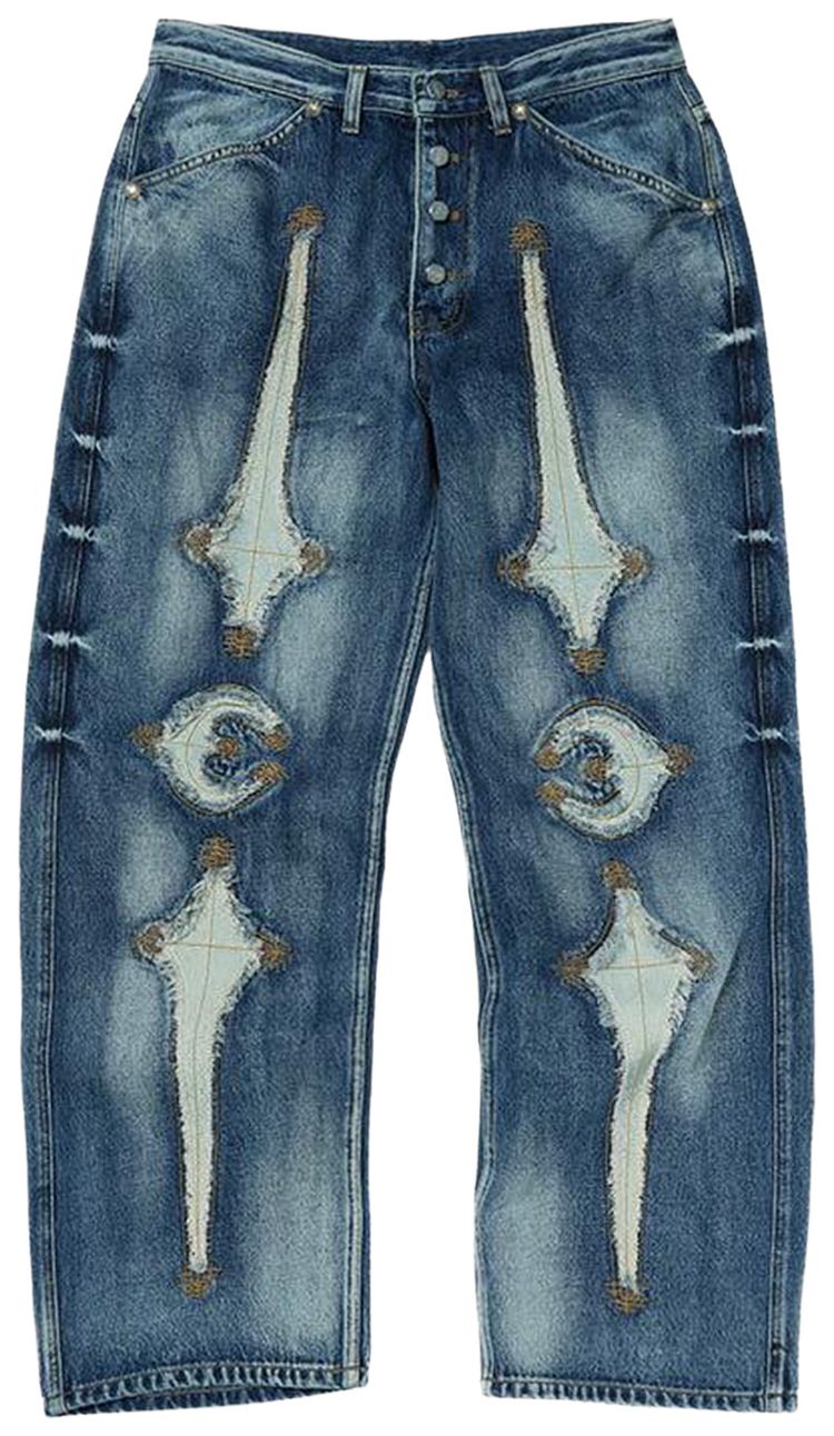 Thug Club TC Bone Leather Denim Pants Blue