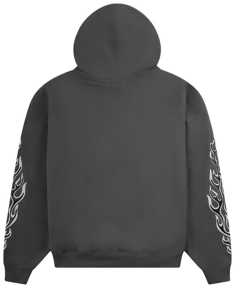 Thug Club Leather Flame Hoodie Grey