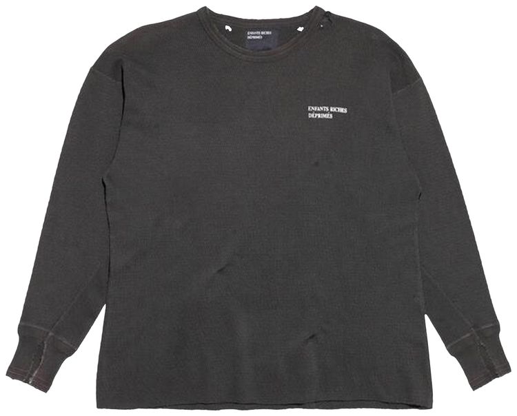 Enfants Riches Deprimes Classic Logo Distressed Thermal Long Sleeve Charcoal