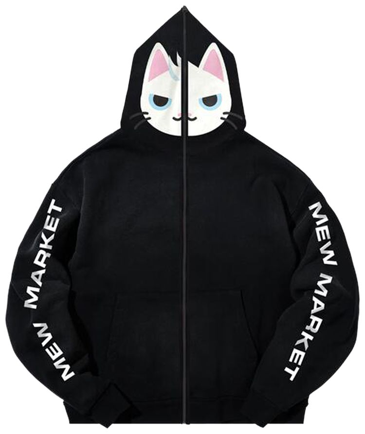 Market Mew Kitty Full Zip Hoodie Black