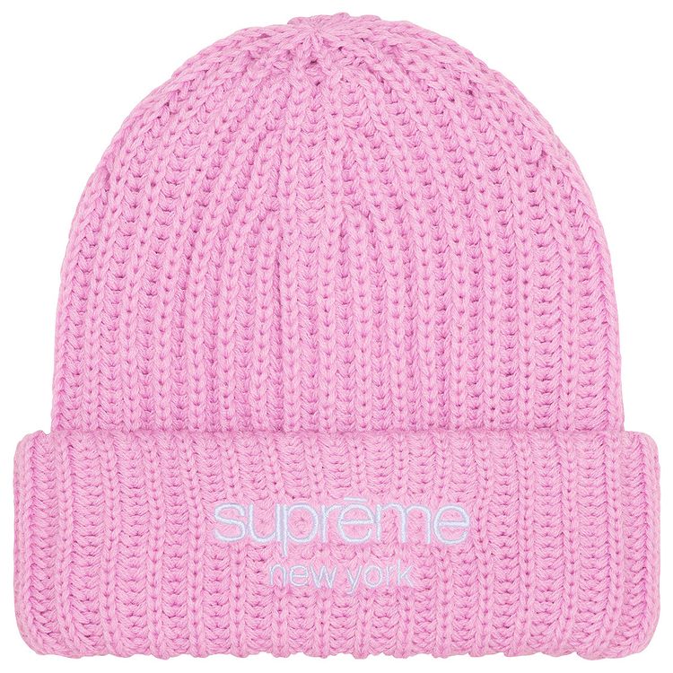 Supreme Chunky Rib Classic Logo Beanie Pink