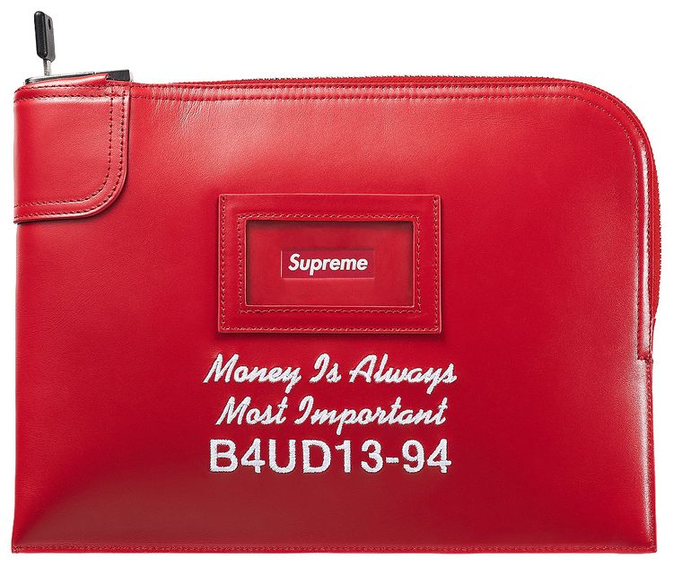 Supreme Leather Money Bag Red