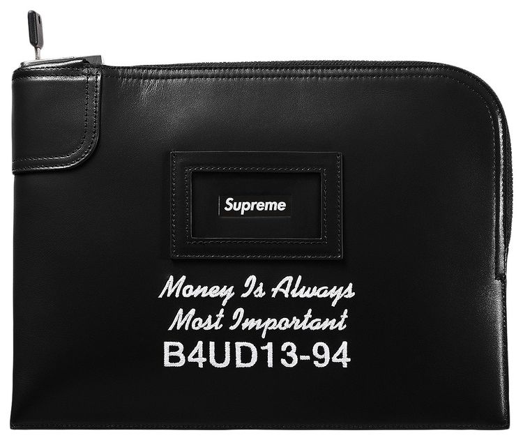 Supreme Leather Money Bag Black