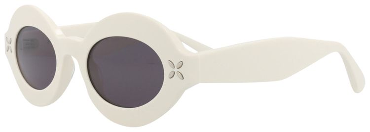 Alaia Round Frame Acetate Sunglasses IvoryGrey